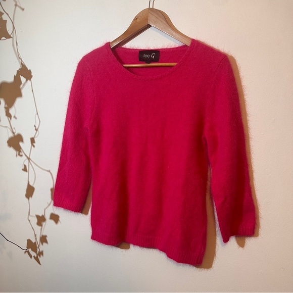 fee G Angora Blend Hot Pink Knit Sweater - Picture 2 of 7